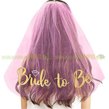Kerudung Veil Pengantin Bride To be Mahkota Crown Bridal Shower Veil Pink