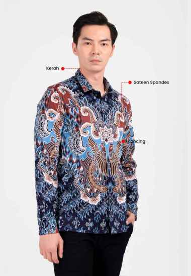 MANZONE - Kemeja Batik Lengan Panjang Pria Rasoka Modern Fit - Tosca Tosca XL