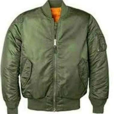 Jaket Bomber US Army Bahan Tebal Warna Hijau Olive Full Furing Hijau Olive L