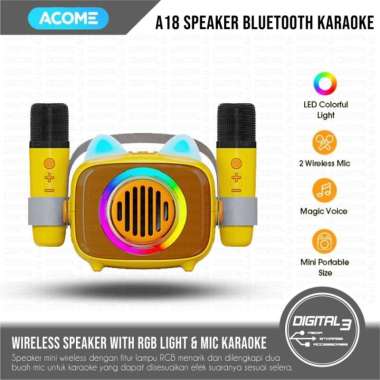 ACOME A18 Speaker Bluetooth Mini Karaoke Wireless RGB Light Dual Microphone with Voice Changer Effec