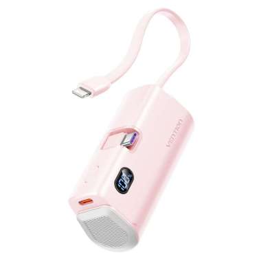 Vention Mini Powerbank 4800mAh USB Type C Lightning LED Display Fast Charging 22.5W - FHQ Pink