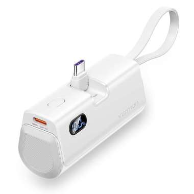 Vention Mini Powerbank 4800mAh USB Type C Lightning LED Display Fast Charging 22.5W - FHQ White