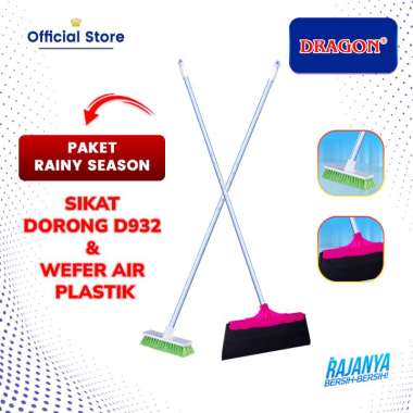 DRAGON Paket Rainy Season : Wefer Air Plastik + Sikat D932 Gagang Besi 110cm