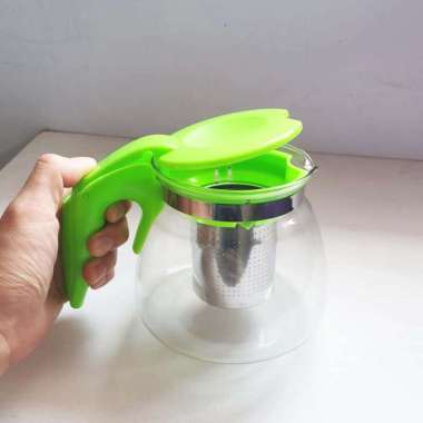 Teko Kaca dengan Saringan - Teko Teh Beling Ungu