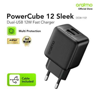 Oraimo Charger Compact 12W PowerCube 12 Sleek OCW-1121E Single Port 5V 2.4A Type-C Micro USB Lightni