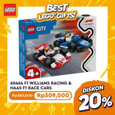 LEGO City 60464 F1 Williams Racing & Haas F1 Race Cars (92 Pieces), Mainan, Building Block, Toys