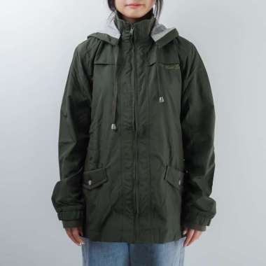 MUSTEVANS JAKET HOODIE PARASIT PARKA WATERPROOF WANITA ARMY GREEN XXXL