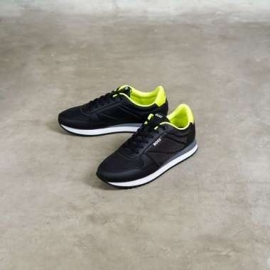 Sepatu HUGO BOSS PANNEL NEON BLACK SNEAKER 100% ORIGINAL 43