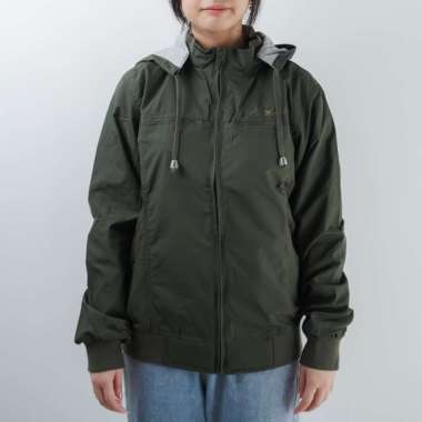 MUSTEVANS JAKET HOODIE PARASIT PARASUT WATERPROOF WANITA ARMY GREEN XXXL