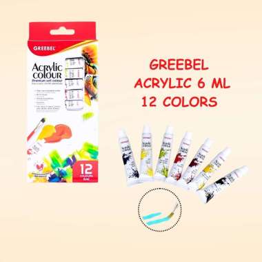 Cat Acrylic Greebel 6ml 12 Warna Set Cat Lukis akrilik paint