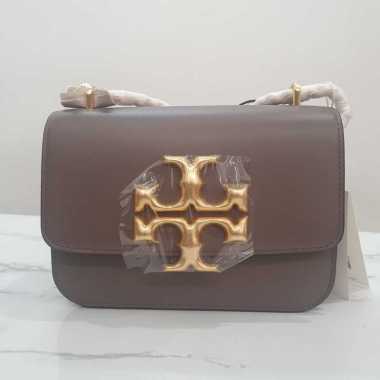 Tory Burch Eleanor Small Convertible Shoulder Bag in Clam Shell Taupe Twisted Chain