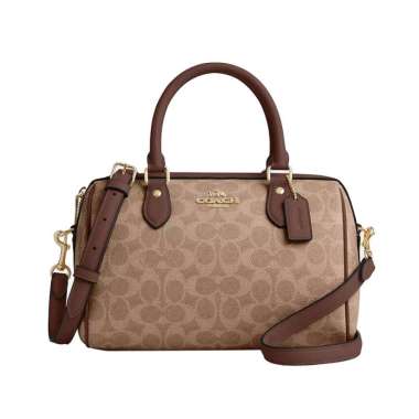 Coach Rowan Satchel Bag In Signature Canvas Tan/Brown Multi,Brown