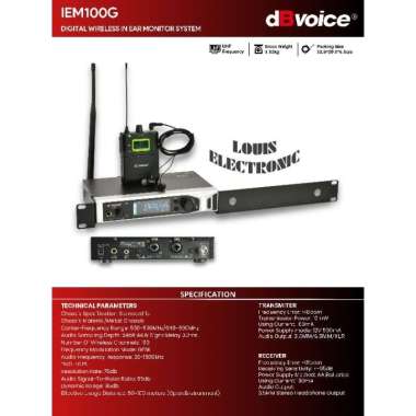 Digital Wireless in Ear Monitor dBvoice IEM100G UHF Frequency