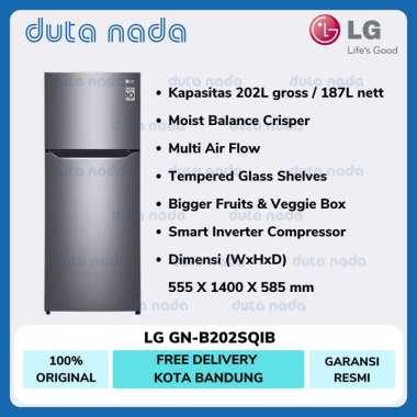 LG Kulkas 2 Pintu GNB202SQIB / GN-B202SQIB