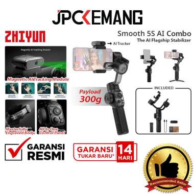JPC KEMANG Zhiyun Smooth 5S AI Combo Gimbal Stabilizer Smartphone HP Zhiyuntech Tech Smooth 5 S GARA