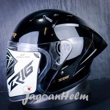 JPR HELM ZR16 SOLID | BLACK METALIC | HALFACE | MICROLOCK CLEAR L