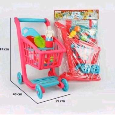 mainan troli belanja besar / keranjang trolly belanja mainan kereta troli dorong supermarket hijau