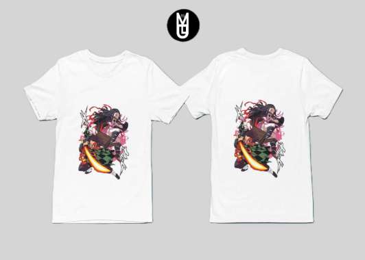 Kaos Anime Demon Slayer Nezuko dan Tanjiro Gambar Belakang S
