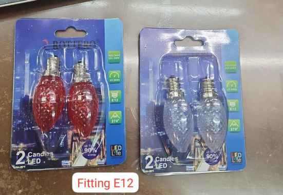 Lampu Candle Led E12 Crystal 1 Watt Lampu Sembahyang Isi 2 pcs putih
