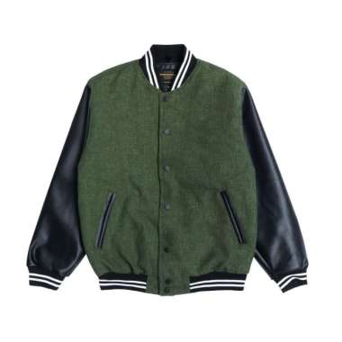 JAKET PRIA - ETERNALWORKS VARSITY JACKET GREEN ON BLACK JAKET VARSITY L