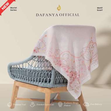 DAFANYA - Muriel Series Jilbab Motif Floral Kerudung Segi Empat Hijab Scarf bahan Voal Laser Cut Lil