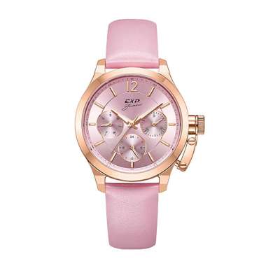 Jam Tangan Wanita Expedition EXP Glamour EX 6381 BFLRGPN Pink Dial Pink Leather Strap