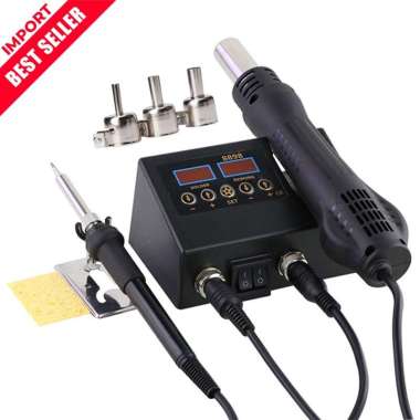 8898 Solder Station 2 In 1 LCD Digital Display SMD Hot Air Blower Soldering Iron Terbaik A