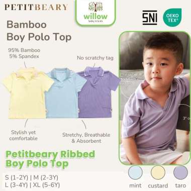 Kaos Anak - Petitbeary Ribbed Boy Polo Top L / 3-4Y Taro