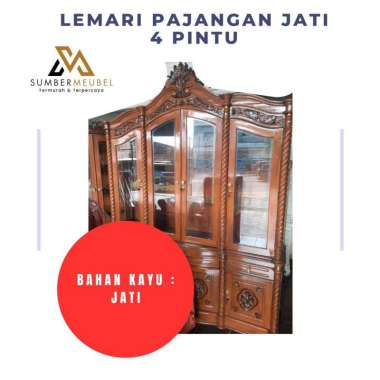 LEMARI PAJANGAN JATI 4 PINTU M