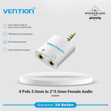 Vention Audio Splitter Adapter 3.5mm Male to 2 Female 4 Pole Jack 3.5mm