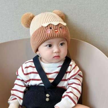 SB Topi Rajut Pom Pom Cat Anak / Topi Rajut Anak / Topi Cewek Cowok Topi hangat model kekinian Cokla