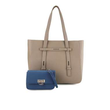 Obermain Tas Wanita NETTIE TOTE W/ POUCH Taupe/Blue BX24066TP Taupe/Blue