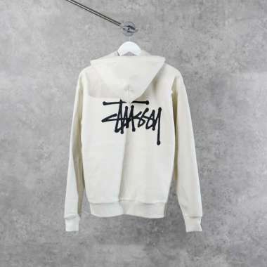Hoodie STUSSY SIGNATURE SMALL TEXT BLACK IVORY WHITE HOODIE 100% ORIGINAL L