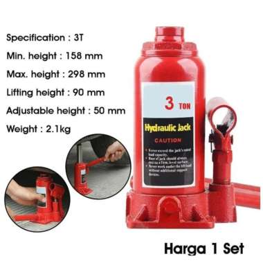 Dongkrak Mobil 3 Ton Hidrolik Jack / Dongkrak Botol 3 Ton Portable