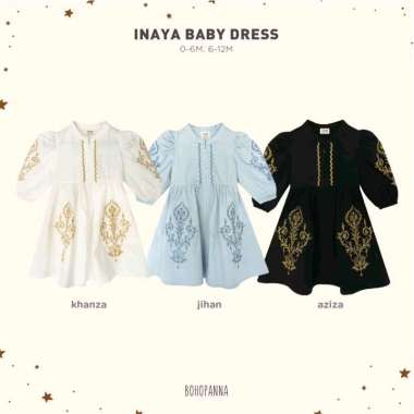 BOHOPANNA - RAYA COLLECTION - INAYA BABY DRESS - DRES ANAK - GAMIS ANAK PEREMPUAN 0-6 Bulan Jihan