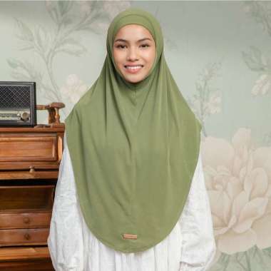 Lozy Hijab - Malay Instan Lozy x Lesti (Instan Hijab Dagu Bahan Jersey) Olive Green