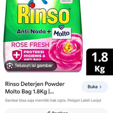 Promo Harga Rinso Anti Noda Deterjen Bubuk + Molto Pink Rose Fresh 1800 gr - Blibli
