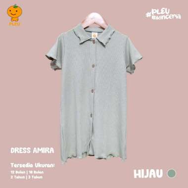 PLEU Dress Amira | Baju Anak Perempuan Usia 12 Bulan-3 Tahun 18 bulan Hijau
