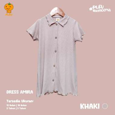 PLEU Dress Amira | Baju Anak Perempuan Usia 12 Bulan-3 Tahun 2 Tahun Khaki