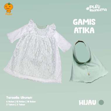 PLEU Gamis Atika | Dress Gamis Anak Perempuan Usia 6 Bulan-3 Tahun 18 bulan Hijau