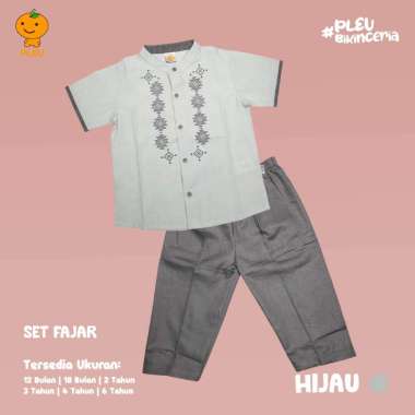 PLEU Set Fajar | Setelan Koko Anak Laki Laki Usia 1-6 Tahun 3 tahun Hijau