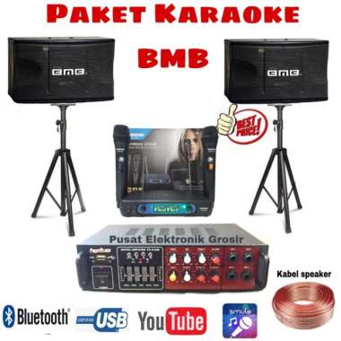 PAKET SOUND SYSTEM KARAOKE SPEAKER MASTER AMPLIFIER KARAOKE RUMAH Paket F BMB