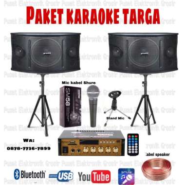 PAKET SOUND SYSTEM KARAOKE SPEAKER MASTER AMPLIFIER KARAOKE RUMAH Paket G Targa