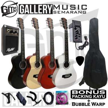 Gitar Akustik Elektrik ¾ Cole Clark Custom Tanam Besi Eq 7545R PAKET A Hitam