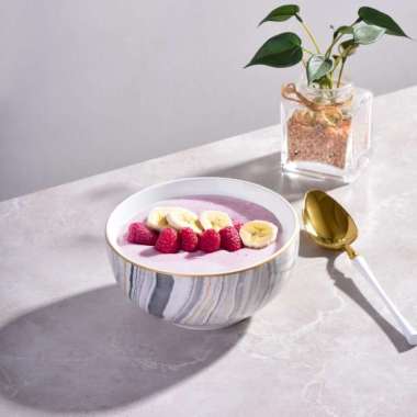 SANGO Mangkuk Marble Grey Keramik (Isi 4) Hampers