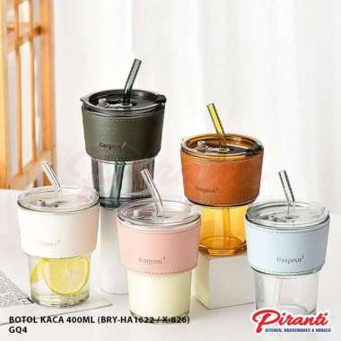 Tumbler Gelas Kaca 2in1 Aestetic Mug Coffee Cokelat