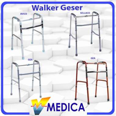 (Reguler) Walker Geser GEA, AVICO, SELLA / Alat Bantu Jalan Manula / Tongkat Geser Lipat ONEMED COKL