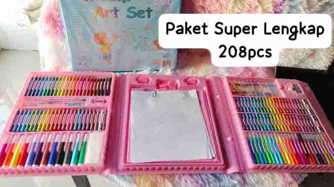 Crayon Set isi 208pcs Lengkap Paket Mewarnai Melukis Anak Super Komplit SUper Mega Art Set Alat Perl