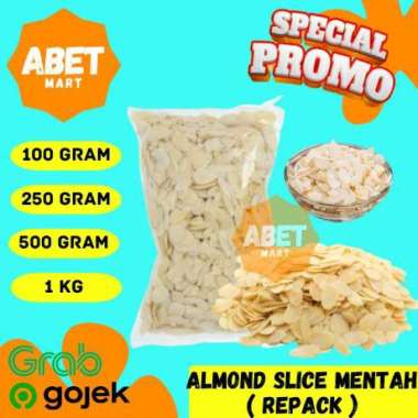 Almond Sliced Mentah Repack 100Gr 250Gr 500Gr 1 Kg - Raw Kacang Almon Iris Slice Cincang 100 250 500