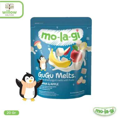 Camilan Anak - Molagi Gugu Melt Freeze-Dried Yogurt Melts W/Fruit 20Gr Banana & Apple